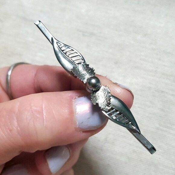 American Vintage Other - Vintage Silver Bar Brooch Unisex Victorian Revival Pin Retro Costume Jewelry